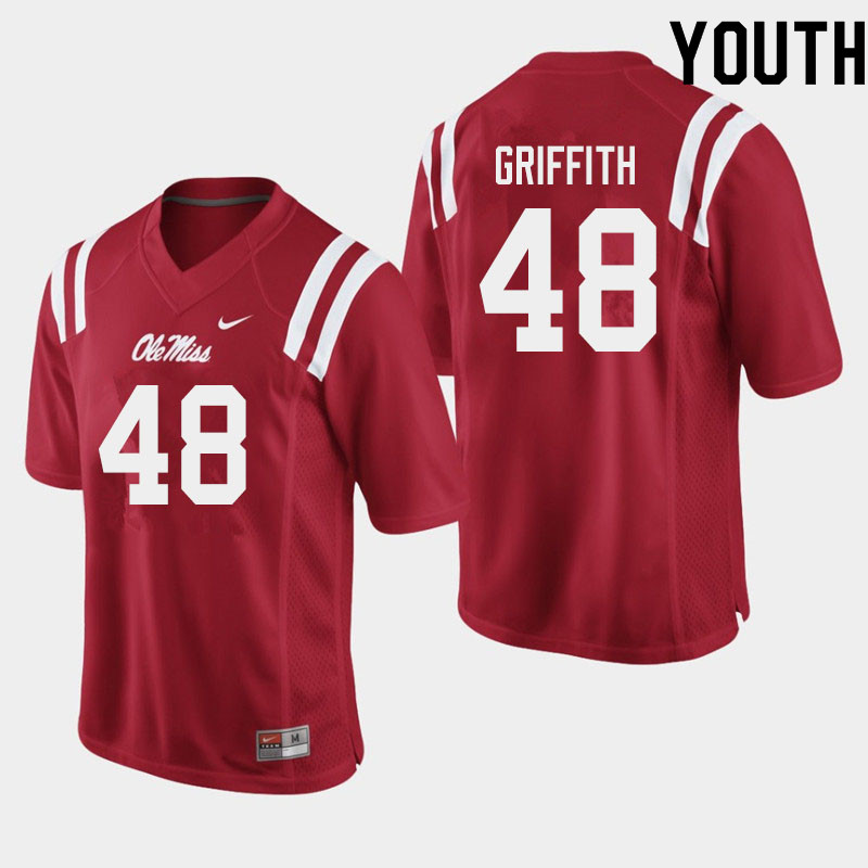 Youth #48 Andrew Griffith Ole Miss Rebels College Football Jerseys Sale-Red - Click Image to Close